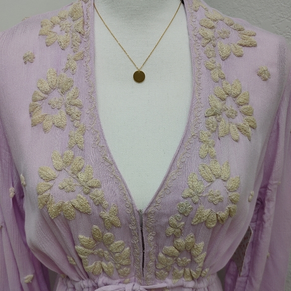 Free People Lilac Blossom Embroidered Dress Size S - Picture 5 of 13